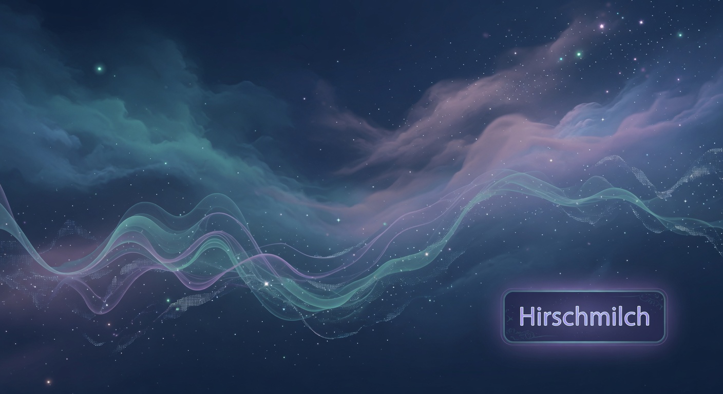 Abstract cosmic ambient soundscape with drifting nebula clouds and glowing waveforms representing Hirschmilch Chillout radio