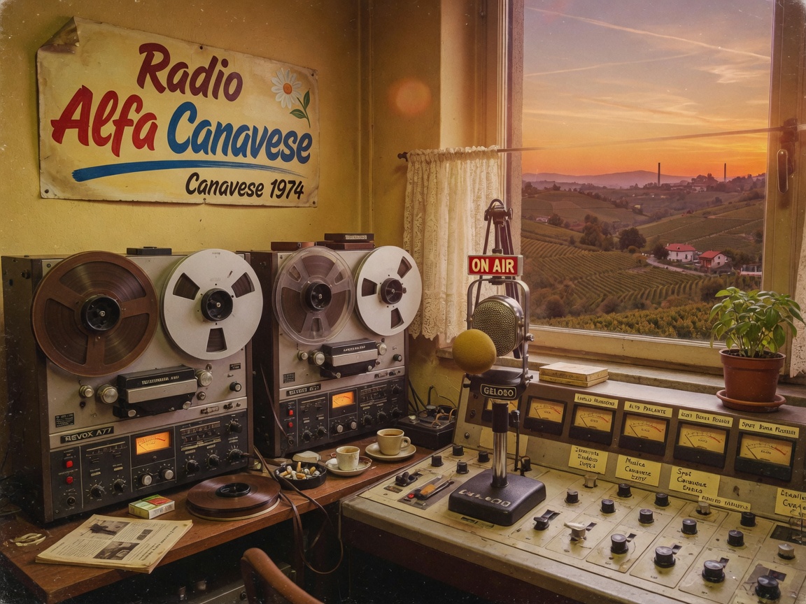 A vintage 1970s Italian radio studio in the Canavese hills near Turin