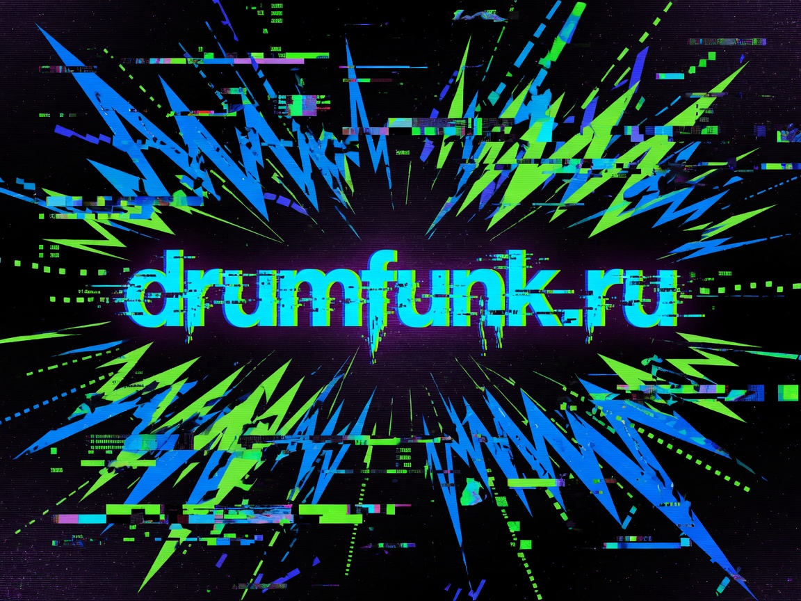 An abstract glitchy visualization of chaotic breakbeat rhythms in electric blue and acid green
