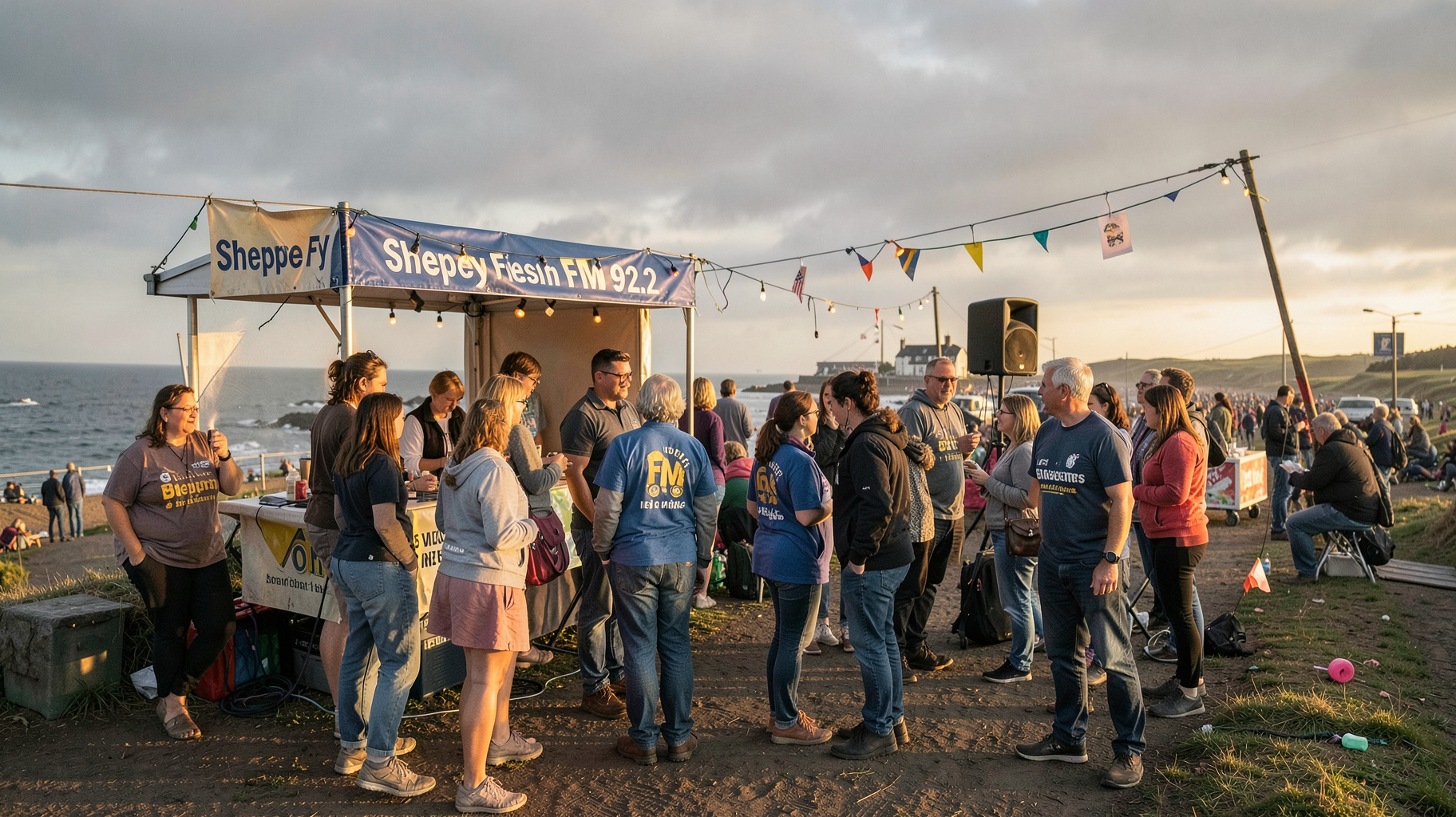 Community radio roadshow on the seafront of Sheerness, Isle of Sheppey