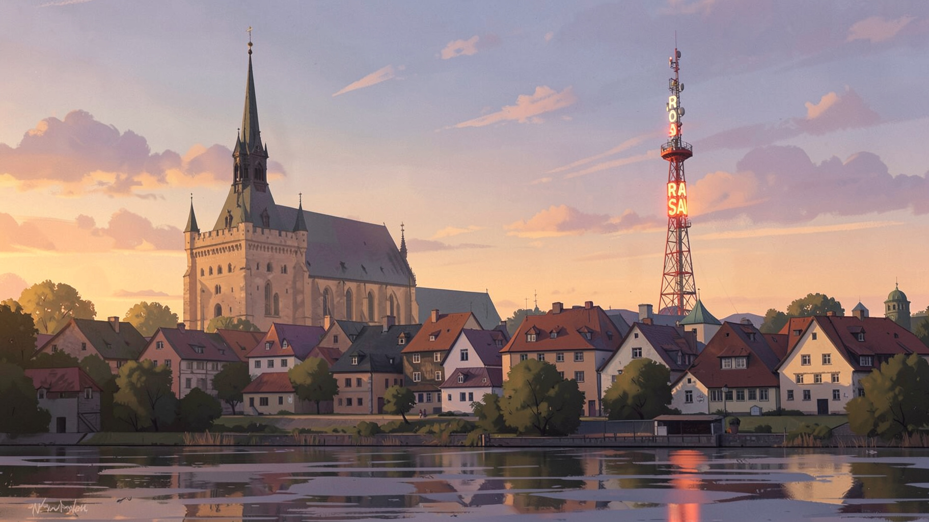 Wittenberg skyline with Castle Church and Radio SAW transmitter tower