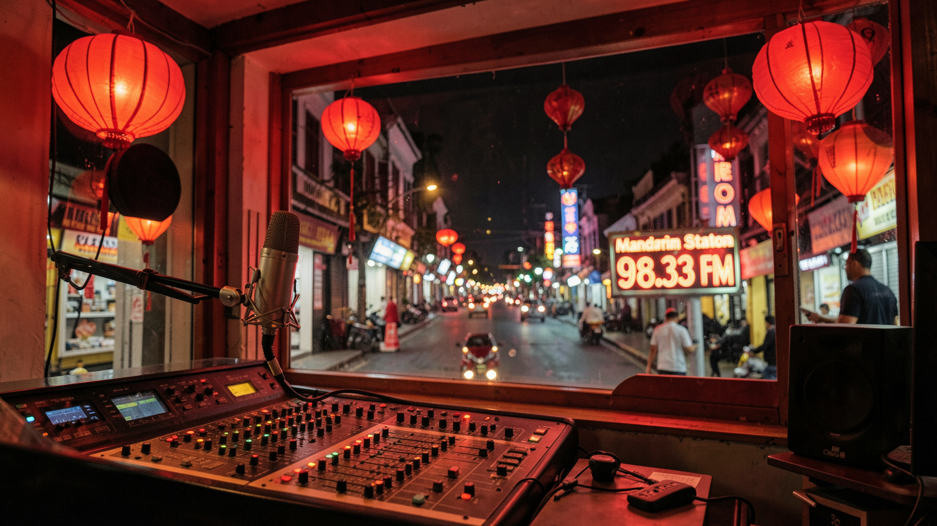 A radio studio in Jakarta