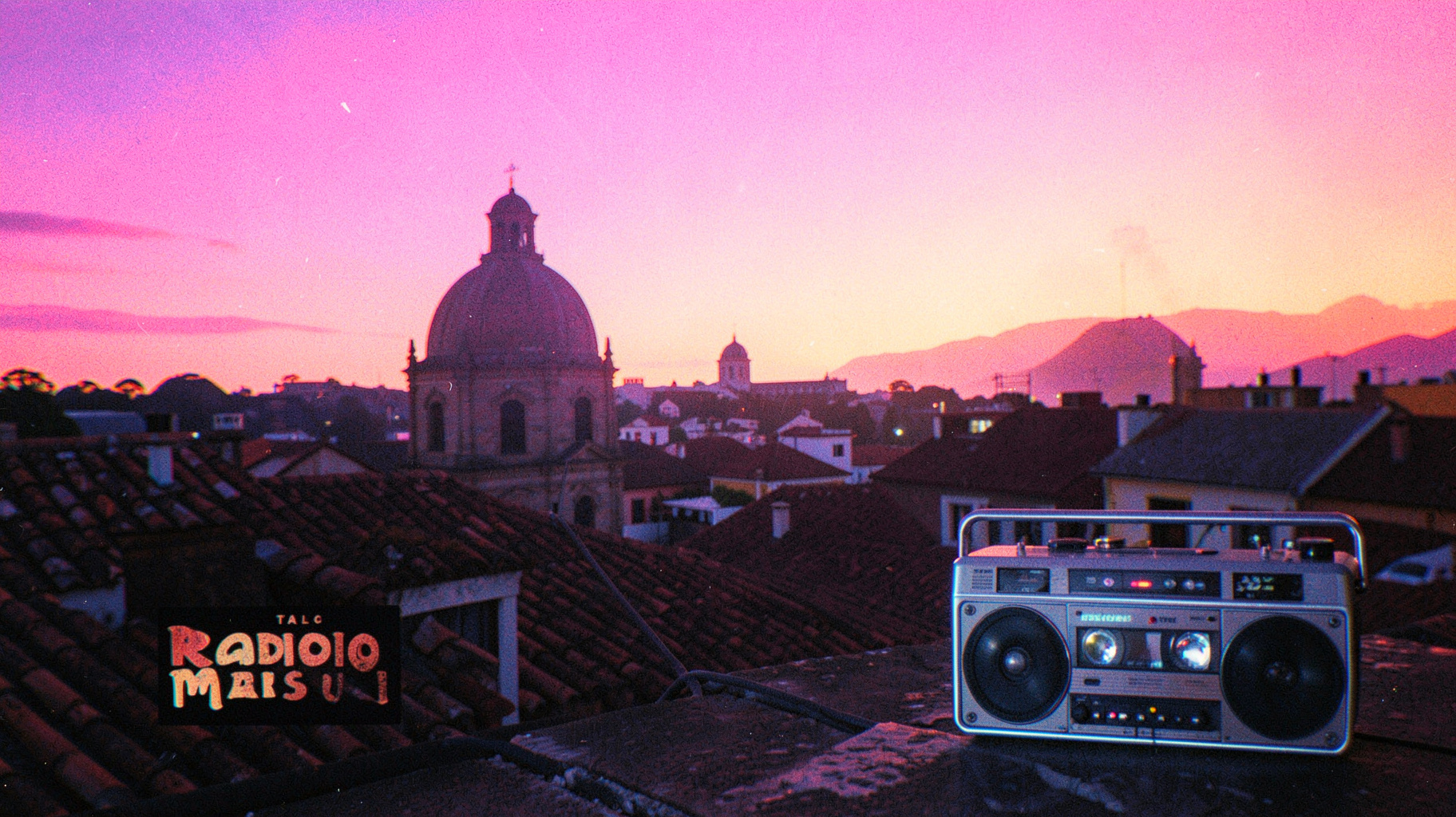 A synthwave-style sunset over Talca
