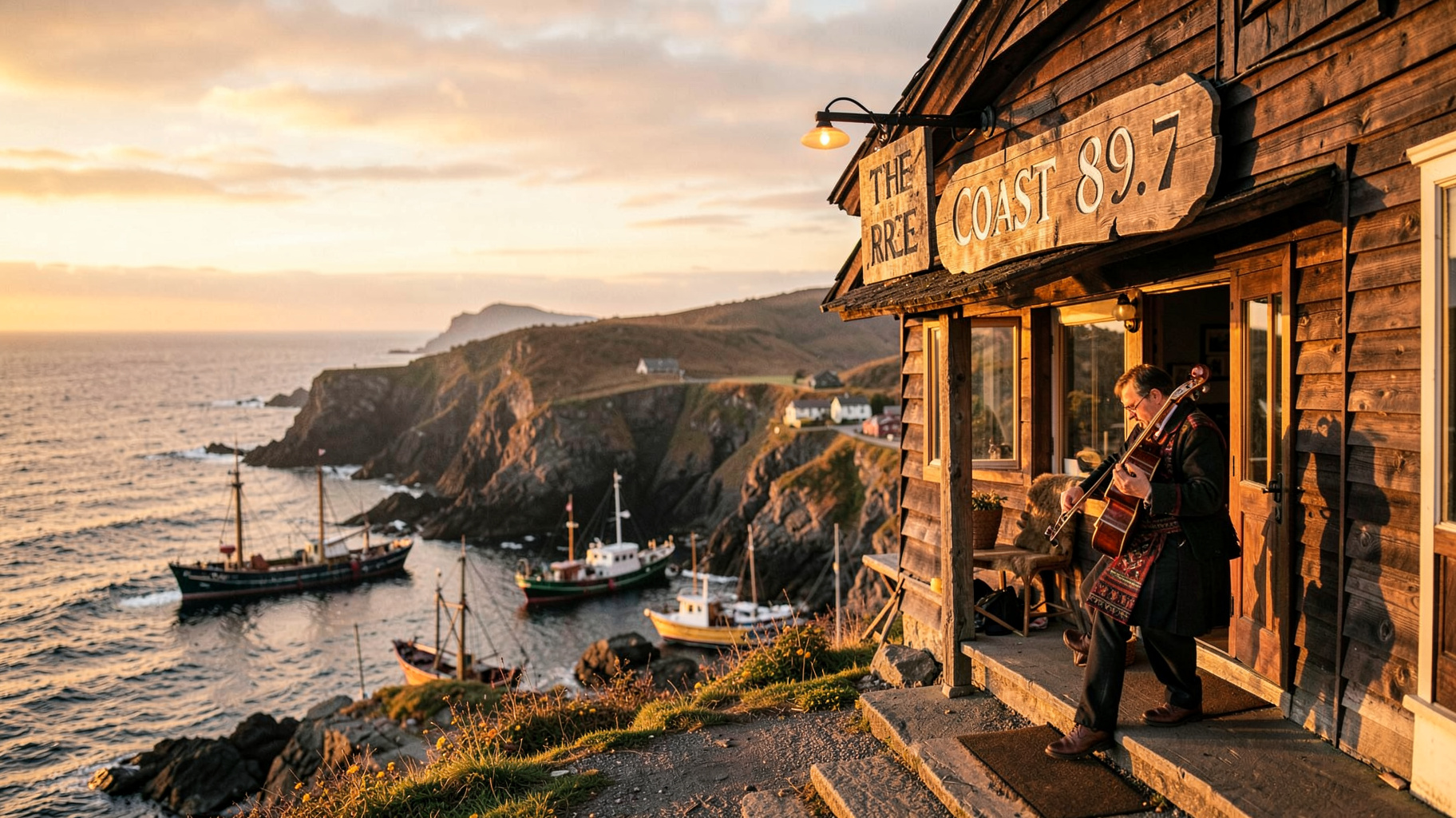 Coastal radio station overlooking Cape Breton, Nova Scotia