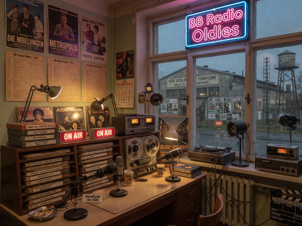 A vintage radio studio inside Germany's historic Babelsberg film studio complex