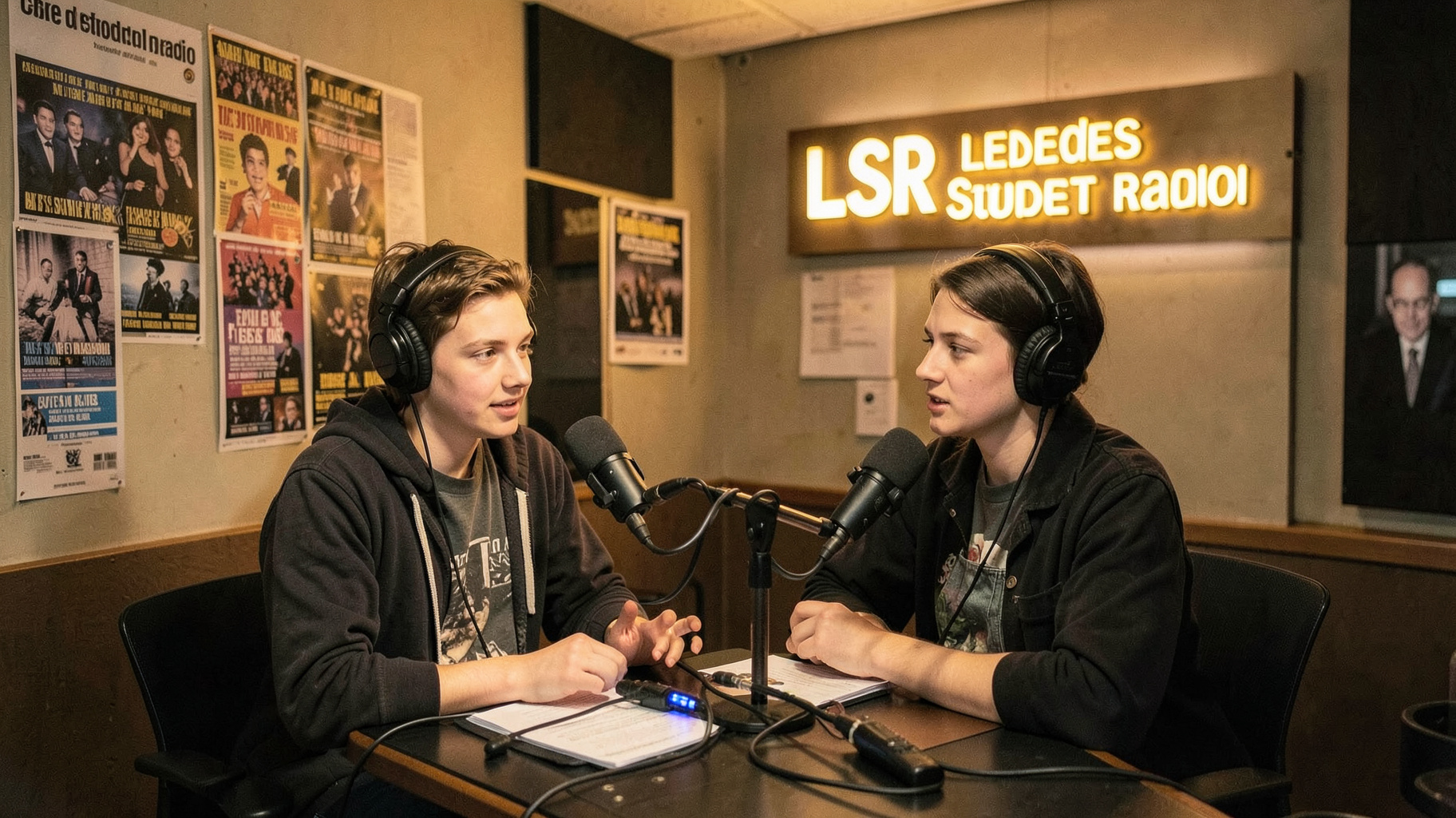 A student radio studio in a university students