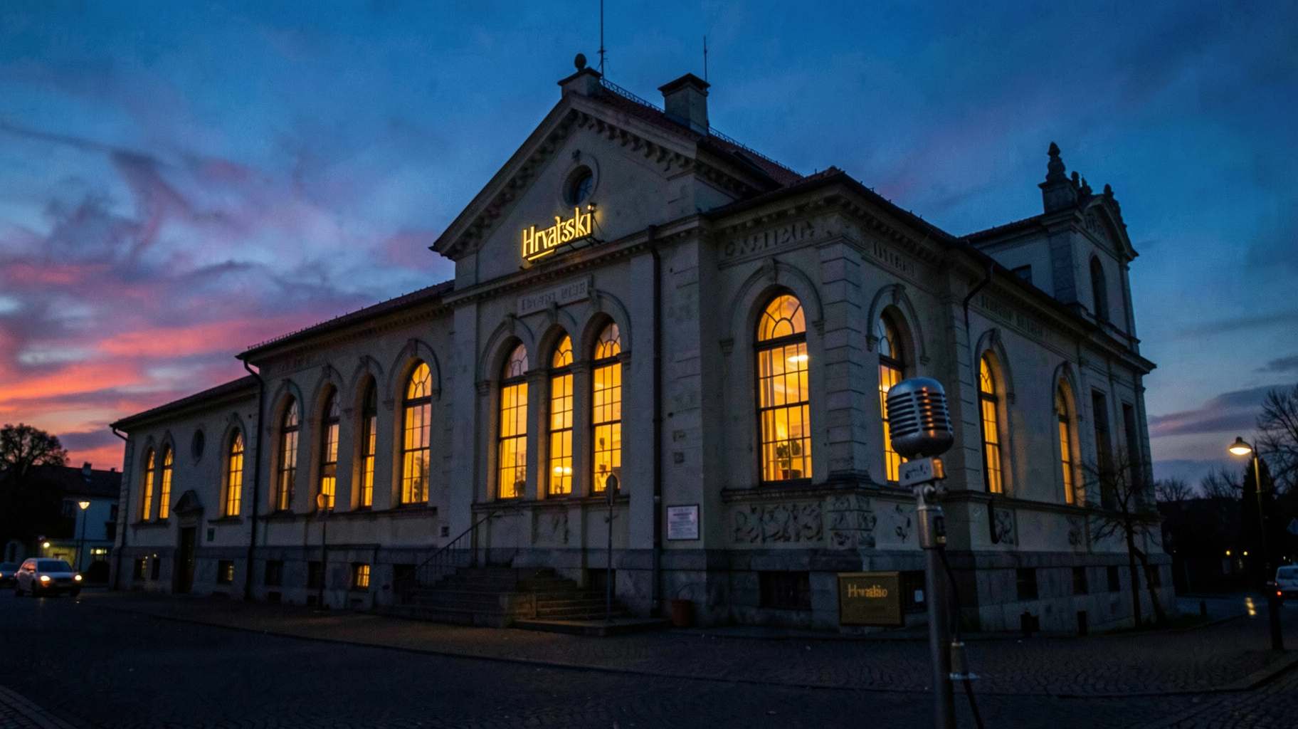 Historic radio broadcasting building in Zagreb representing HR2 Drugi Program