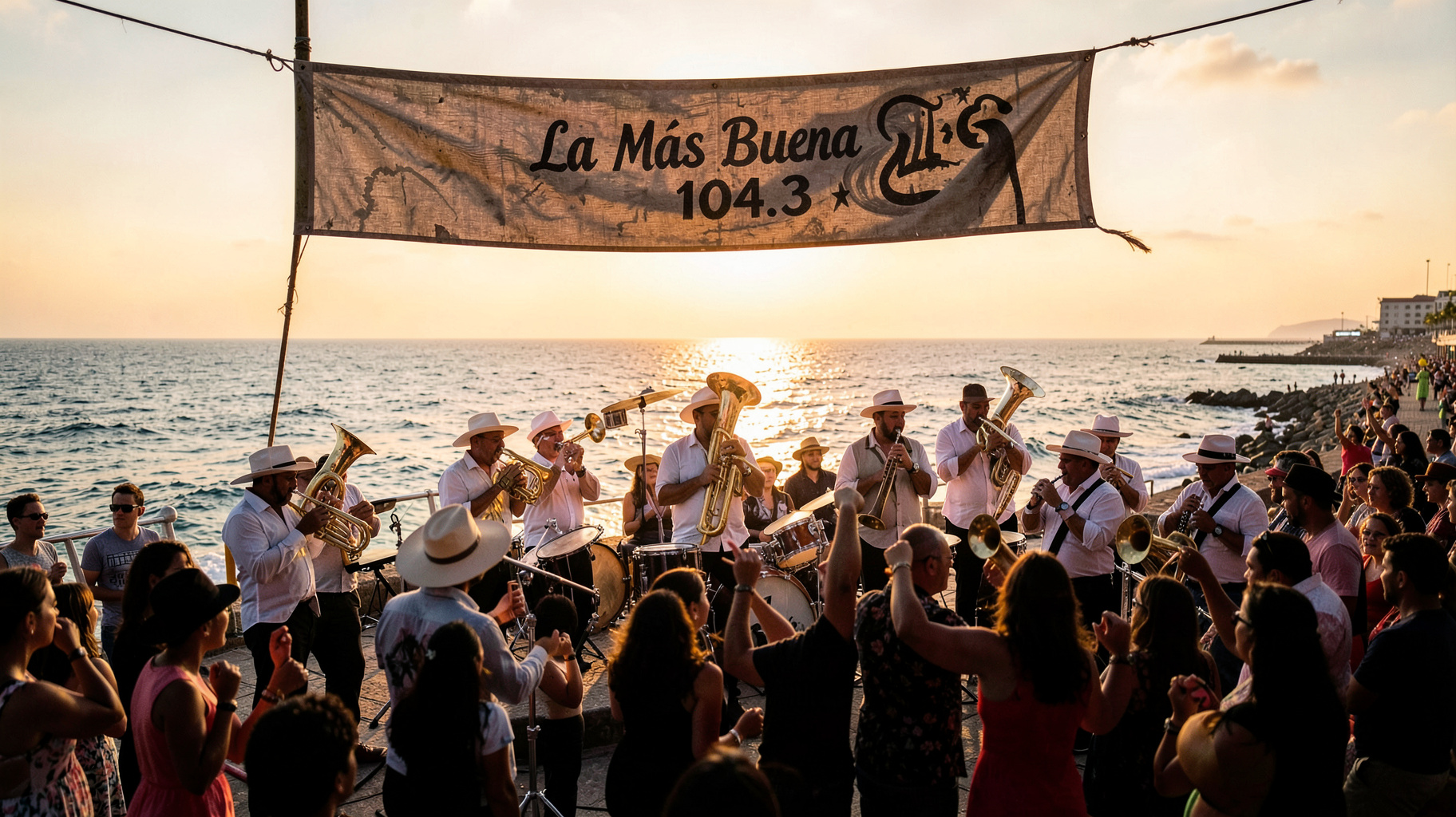 Banda sinaloense musicians performing on Mazatlán